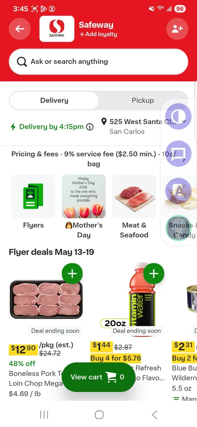 Safeway’s storefront in Instacart, with a search box at the top.